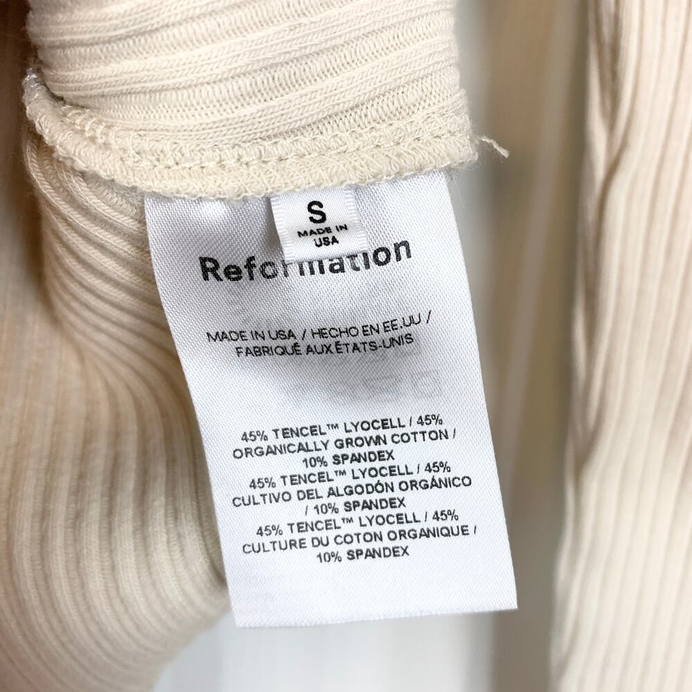 Reformation October Ribbed Knit Sweater Top Shirt Bone Small - Picture 5 of 5